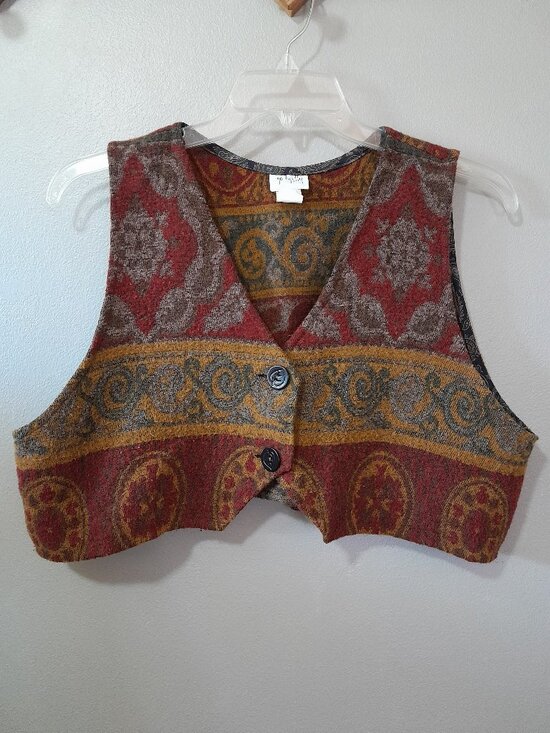 go lightly Jackets & Blazers - Go Lightly Vintage Y2K Western Cropped Vest Tapestry Blanket Wool Blend OS